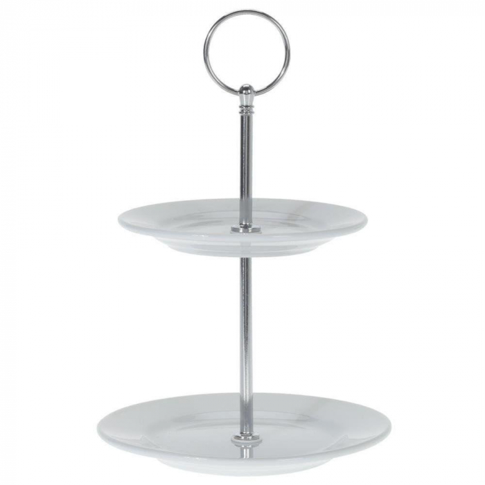 Suport servire cu 2 nivele Excellent Houseware, portelan, 15x21.5 cm, alb [6]