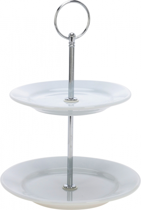 Suport servire cu 2 nivele Excellent Houseware, portelan, 15x21.5 cm, alb [5]