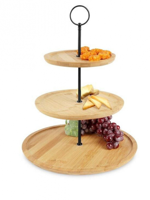 Suport servire cu 3 nivele Excellent Houseware, bambus, 28/21/16.5x34 cm, maro [4]