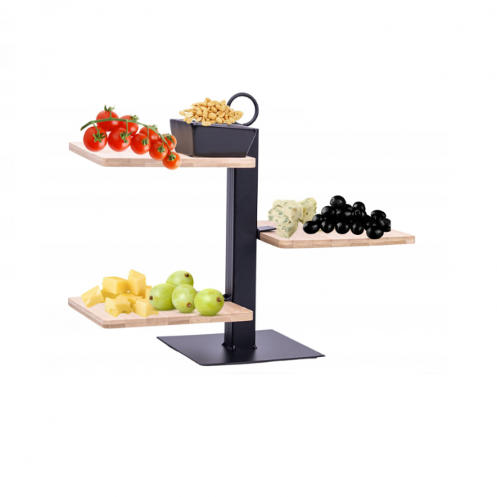 Suport servire cu 3 nivele Excellent Houseware, bambus/metal, 32x15x27 cm, maro/negru [5]