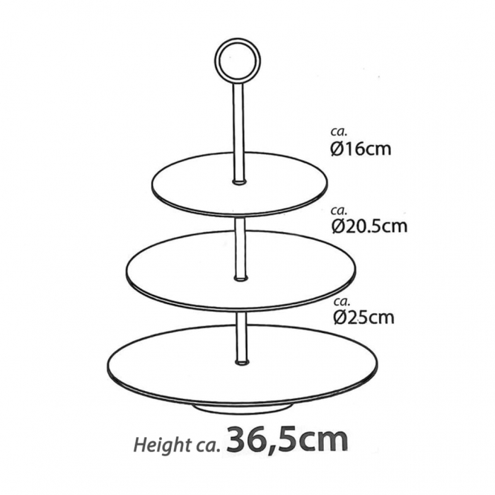 Suport servire cu 3 nivele Excellent Houseware, metal, 25x36.5 cm, argintiu [3]