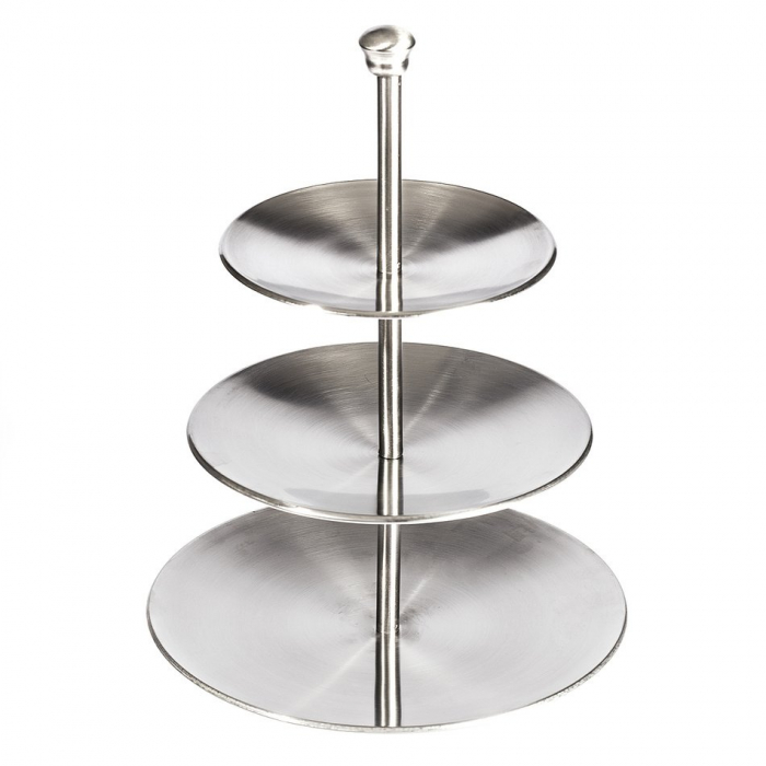 Suport servire cu 3 nivele Excellent Houseware, otel inoxidabil, 25x36 cm, argintiu [3]