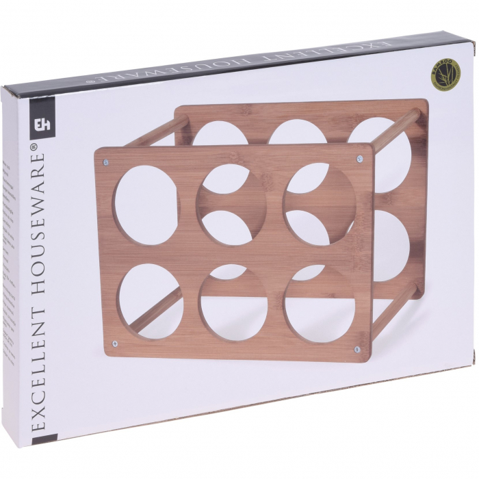 Suport sticle vin Excellent Houseware, bambus, 35x24x18.5 cm, maro [2]