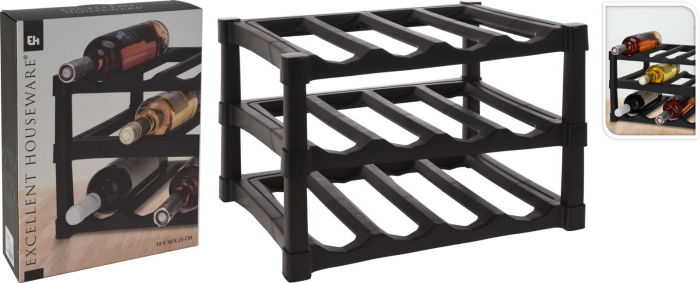 Suport sticle vin Excellent Houseware, polipropilena, 39x30x25 cm, negru [5]