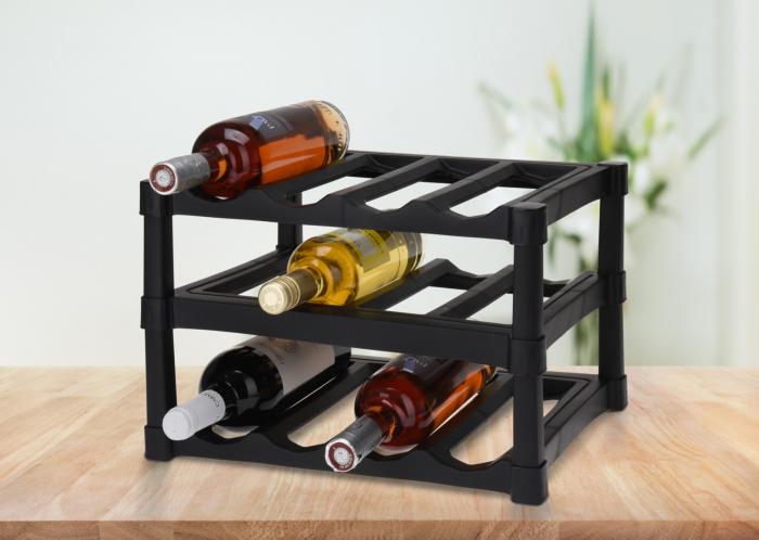 Suport sticle vin Excellent Houseware, polipropilena, 39x30x25 cm, negru [4]