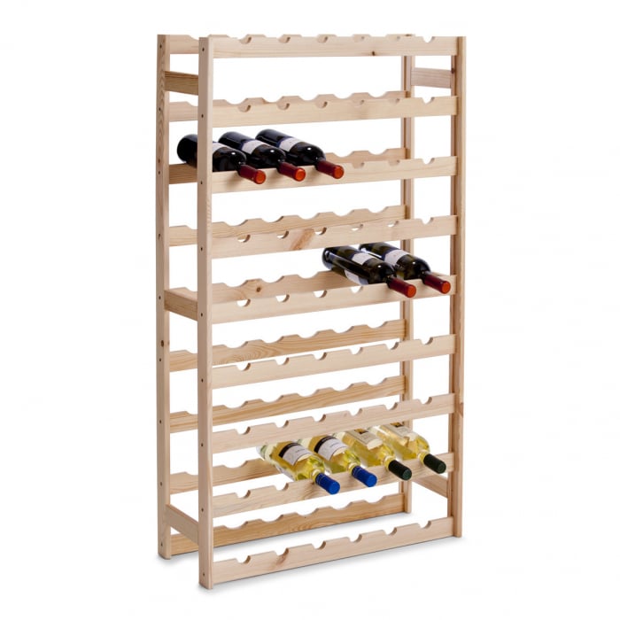 Suport 54 sticle vin, lemn de pin, 67.5x25 x118 cm, maro [1]