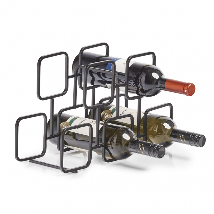Suport sticle vin Zeller-Black Cube, metal, 38x14x23 cm, negru [3]