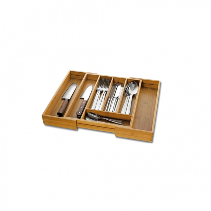 Suport tacamuri extensibil, bambus, 28-45x33.5x5 cm, maro [4]