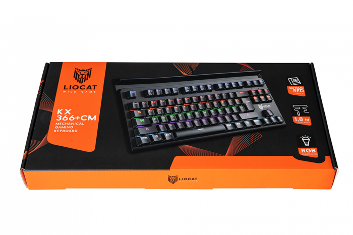 Tastatura mecanica gaming Liocat KX 366+ CM, iluminare RGB, outemu red, cablu 1.8 m, negru [2]