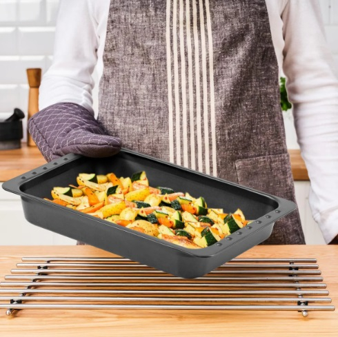 Tava cuptor cu capac Koopman International, otel carbon, 52x26 cm, negru [6]