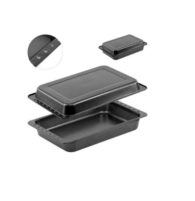 Tava cuptor cu capac Koopman International, otel carbon, 52x26 cm, negru [4]