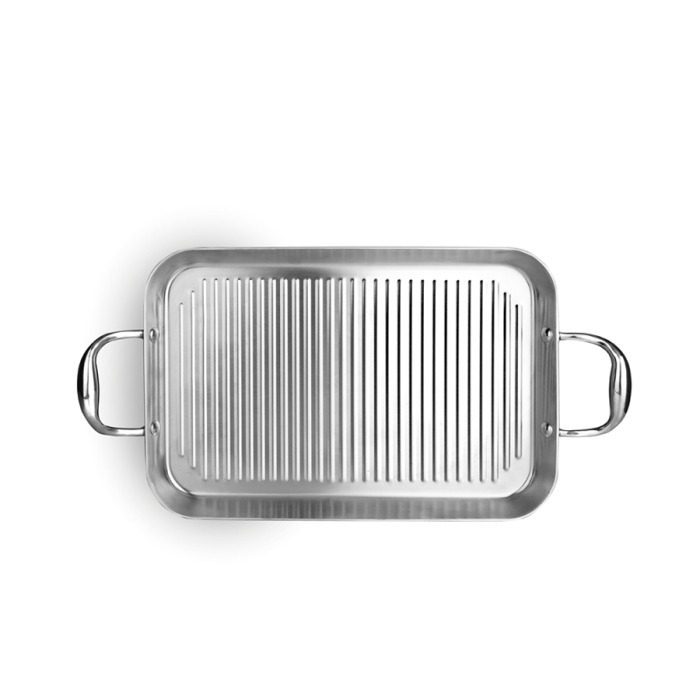 Triply Natural Ridged Grill Pan Ibili, stainless steel, 38 x 25 x 3 cm,silver [2]