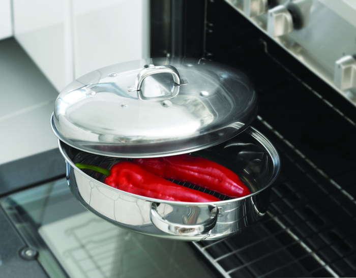 Tava ovala cu gratar Judge Speciality Cookware, otel inoxidabil, 32x22x15 cm, argintiu [2]
