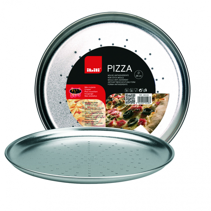 Ibili-Classic perforated pizza tray, stainless steel, 28 cm, silver [2]