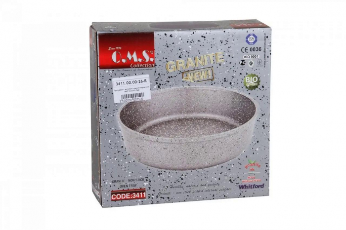 Tava rotunda OMS, aluminiu/granit, 26 cm, maro [5]