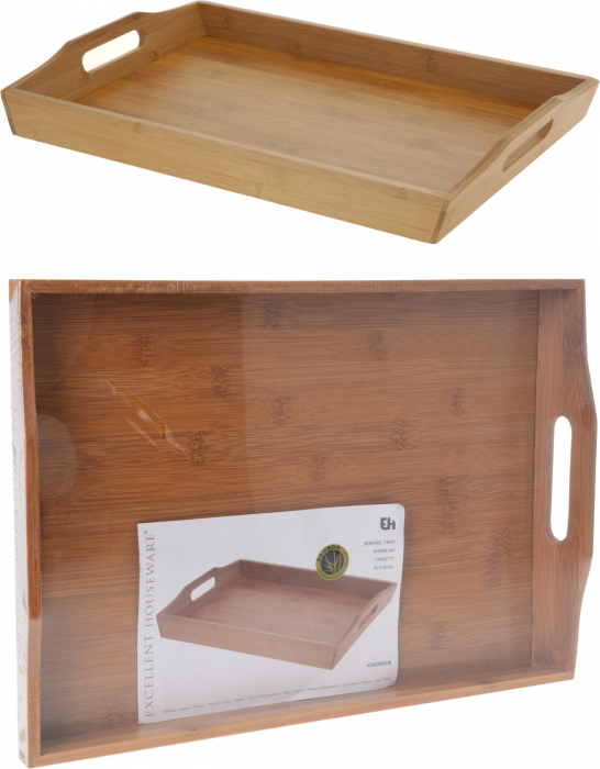 Tava servire Excellent Houseware, bambus, 43x29x5 cm, maro [3]
