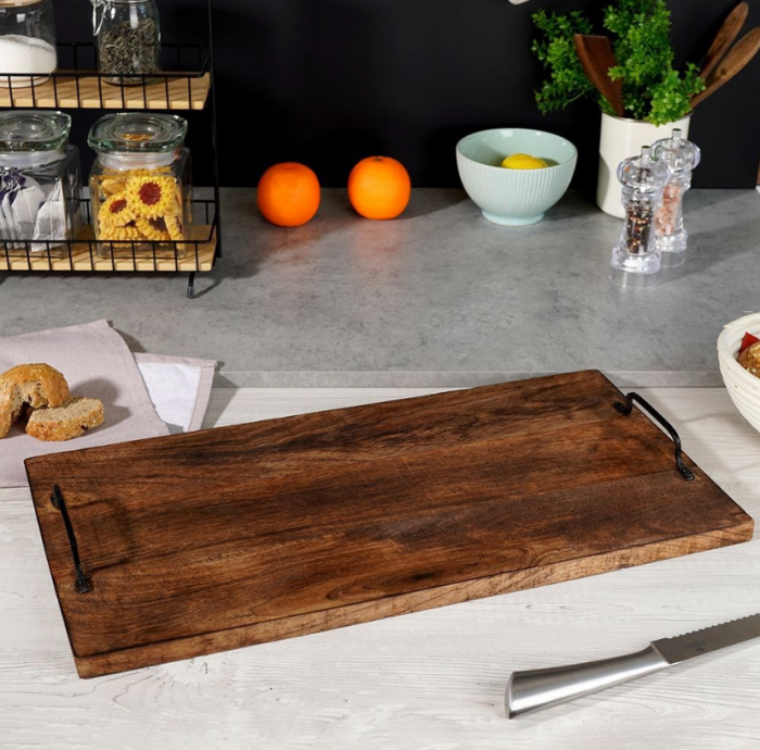 Tava servire Excellent Houseware, lemn mango, 56x30 cm, maro [4]