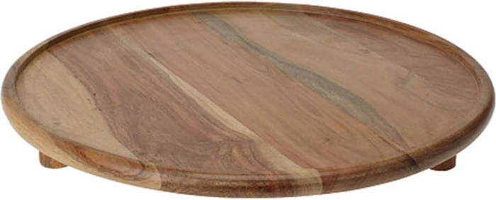 Tava servire rotunda Excellent Houseware, lemn de salcam, 37 cm, maro [1]