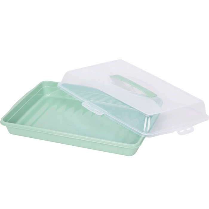 Tava servire si transport prajituri Excellent Houseware, polipropilena, 44x31x10 cm, verde [3]