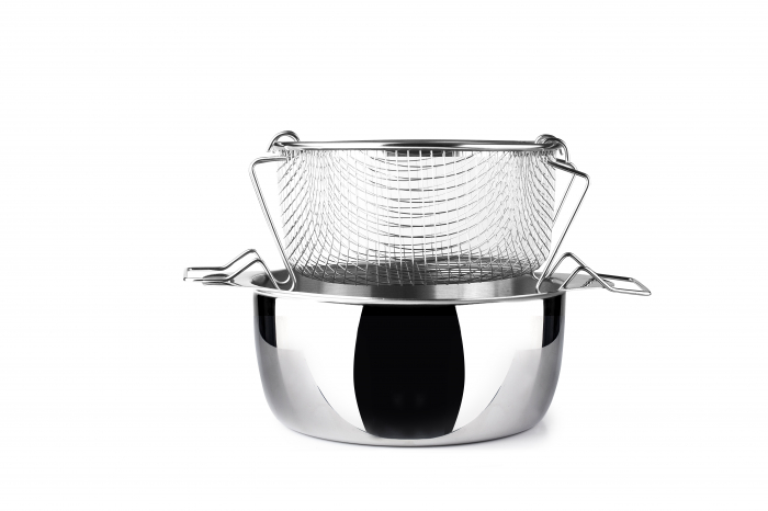 Ibili frying pan with basket and lid, 18/10 stainless steel, 20 cm, 2 l, silver [3]