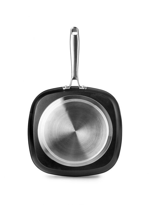 Tigaie grill Ibili Quarzo, aluminiu forjat, 28x28x4 cm, negru/argintiu [3]