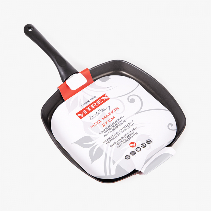 Tigaie grill Magefesa-Maison, aluminiu, 27x3.5 cm, rosu [6]