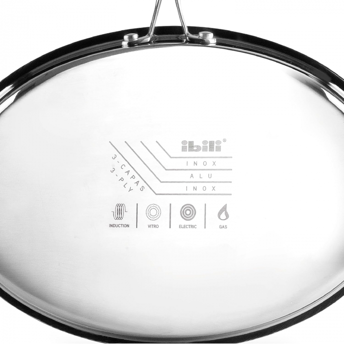 Ibili-Triply Natural frying pan, stainless steel/aluminum, 34x23x4.7 cm, silver [4]