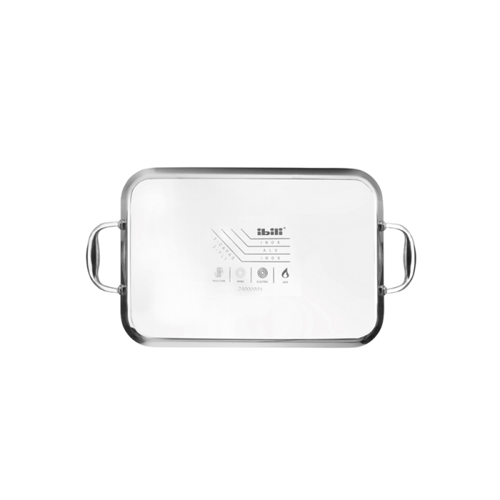 Triply natural flat grill pan Ibili, stainless steel, 38 x 25 x 3 cm,silver [3]