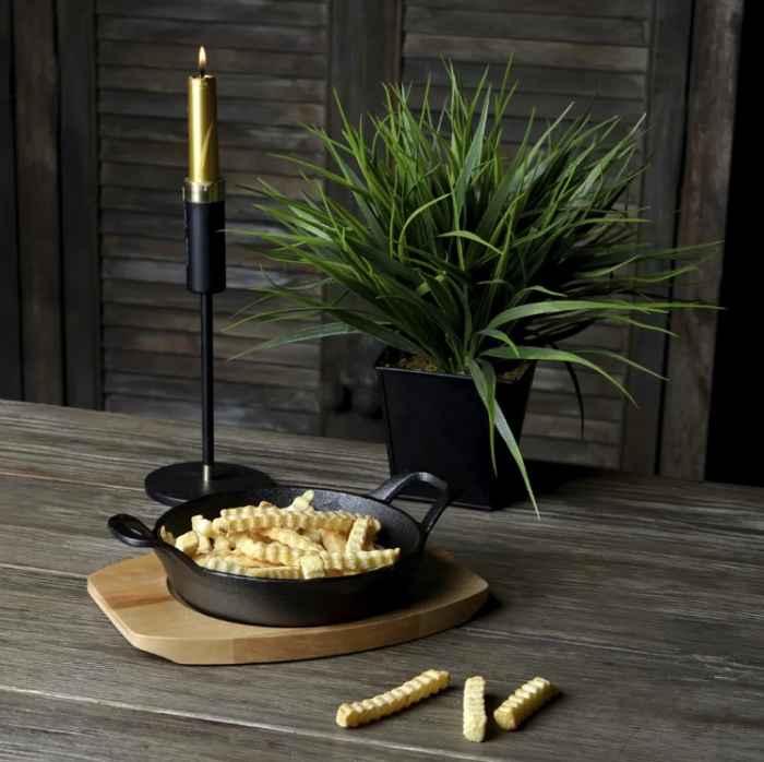 Tigaie universala cu tava Fissman, fonta/bambus, 18x4.5 cm, negru/maro [4]