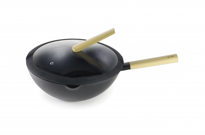 Tigaie wok Ibili-Luxe, aluminiu, 30x8.5-12 cm, negru/maro [2]
