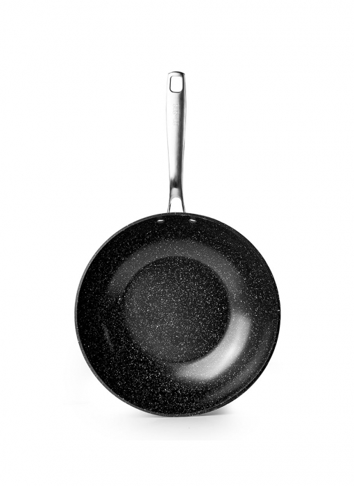 Tigaie wok Ibili Quarzo, aluminiu forjat, 30 cm, negru/argintiu [2]