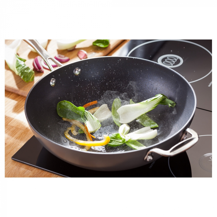 Tigaie wok Stellar-Hard Anodized, aluminiu, 55x30x16.5 cm, negru/argintiu [3]