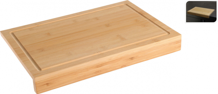 Tocator cu margine Excellent Houseware, bambus, 35x24x1.2 cm, maro [9]