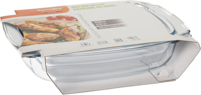 Vas cuptor cu capac Termolex, sticla termorezistenta, 34x22x9 cm, 4.1 l, transparent [3]