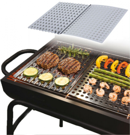 Foldable BBQ vegetable grill stand, stainless steel, 46x30 cm, silver [1]