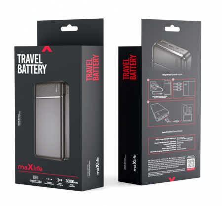 Baterie externa Maxlife MXPB-01, 30000 mAh, negru [8]