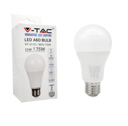BEC LED V-TAC A60 E27 11W 220V, alb neutru [1]