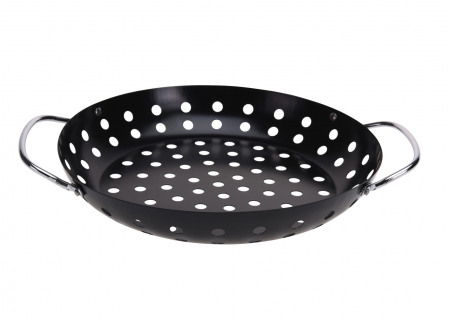 Ustensile gratar - Bol grill pentru legume BBQ, metal, 24x4 cm, negru