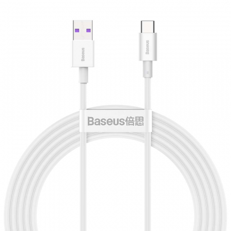Accesorii telefoane - Cablu Incarcare si Transfer de Date Baseus Superior, USB - USB-C la Lightning, 2 m, 2.4 A, 66W, 480Mbps, Alb
