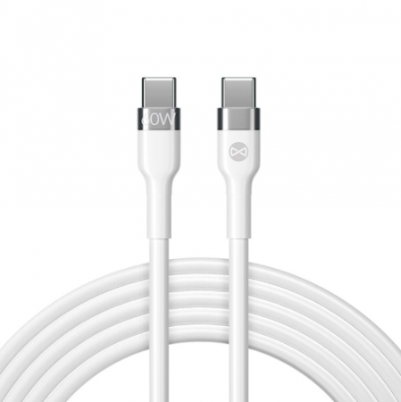 Accesorii telefoane - Cablu incarcare si transfer de date Forever Flexible, USB-C la USB-C, 1.0 m, 60W, 3A, alb