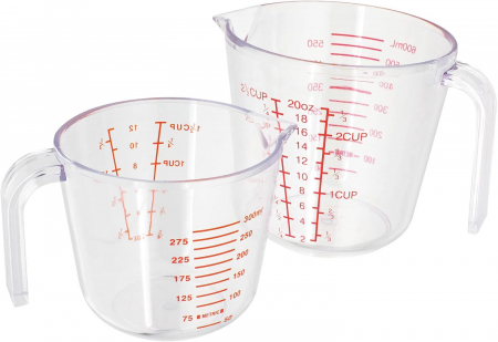 Cana gradata Judge Kitchen, plastic, 300 ml, transparent/rosu [1]