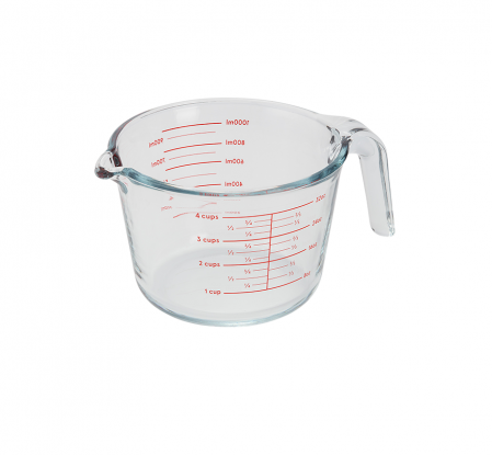 Ustensile de masura - Cana gradata Judge Kitchen, sticla borosilicata, 1 l, transparent/rosu