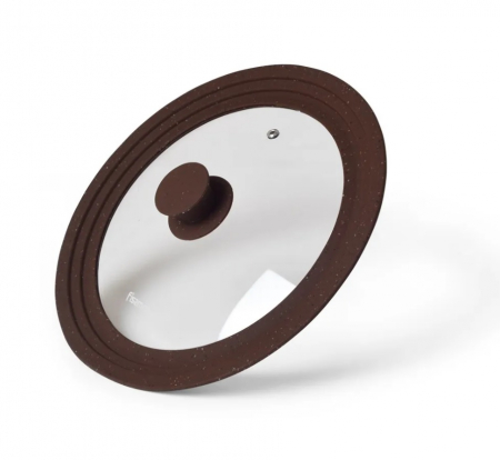 Capace pentru vase - Capac sticla Fissman-Triplex, sticla/silicon, 24/26/28cm, maro