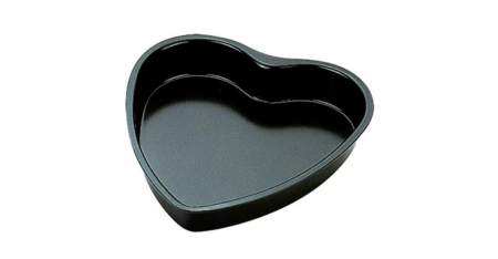 Tavi si forme prajituri - Forma tort inima Ibili, otel carbon/teflon, 24 cm, negru
