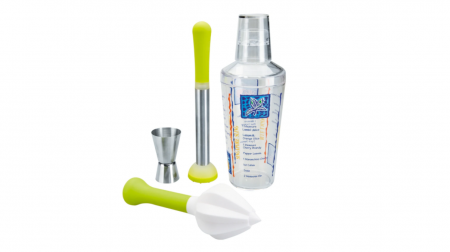 Set cocktail 4 piese Ibili, otel inoxidabil/plastic, argintiu/verde [0]