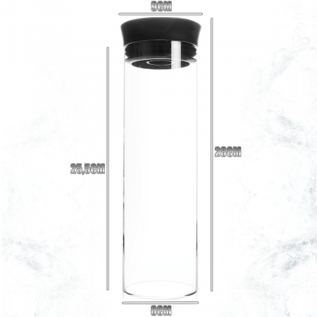 Carafa apa Excellent Houseware, sticla borosilicata, 9x28 cm, 1l, transparent/negru [4]