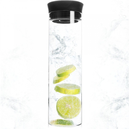 Carafa apa Excellent Houseware, sticla borosilicata, 9x28 cm, 1l, transparent/negru [5]