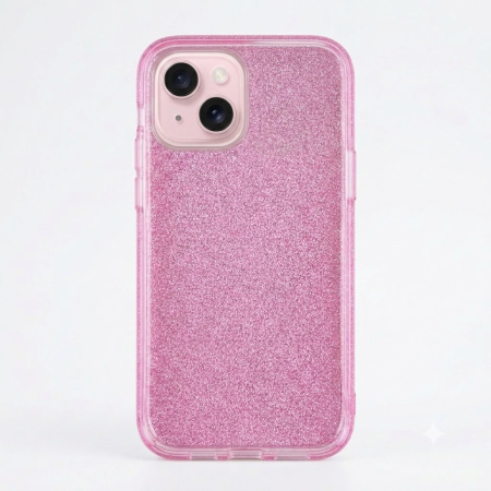 Carcasă 3 în 1 cu sclipici pentru iPhone 15 6,1", roz [1]