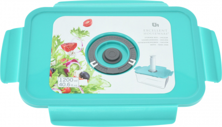 Caserola alimente Excellent Houseware, polipropilena, 23x16x7 cm, 1.2 l, transparent/verde [2]