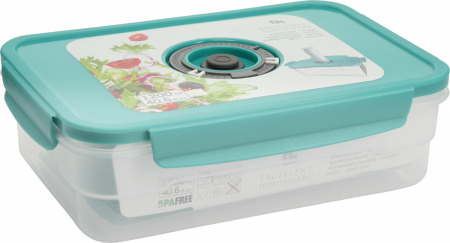 Depozitare alimente - Caserola alimente Excellent Houseware, polipropilena, 23x16x7 cm, 1.2 l, transparent/verde